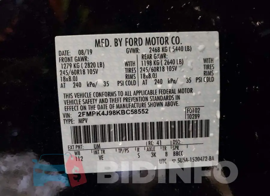 2FMPK4J98KBC58552 Photo# 12