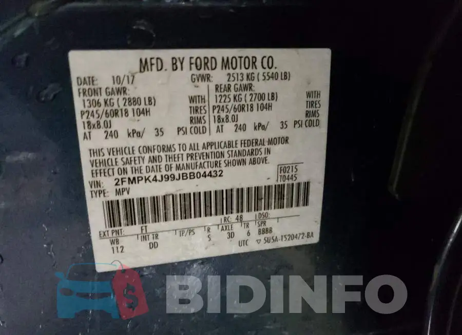 2FMPK4J99JBB04432 Photo# 13