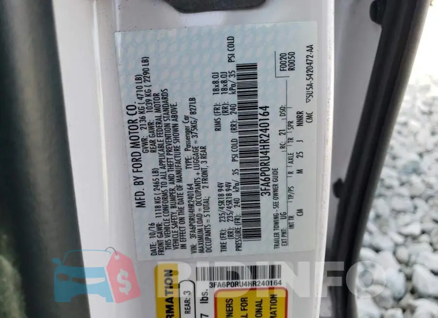 3FA6P0RU4HR240164 Photo# 12