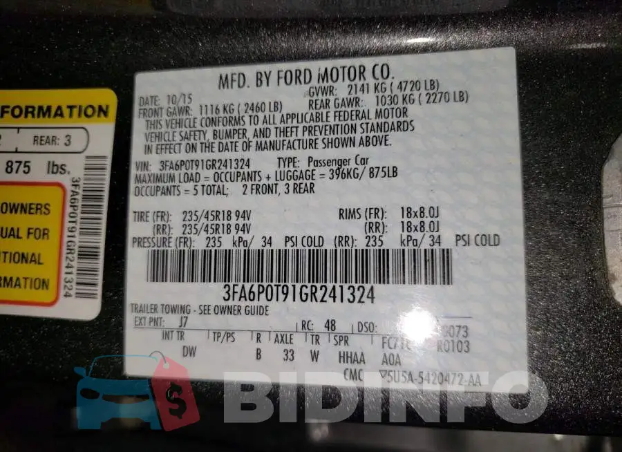3FA6P0T91GR241324 Photo# 12