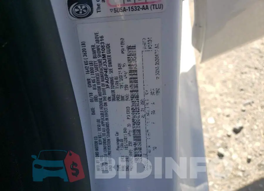 3FADP4EJ3JM108316 Photo# 12