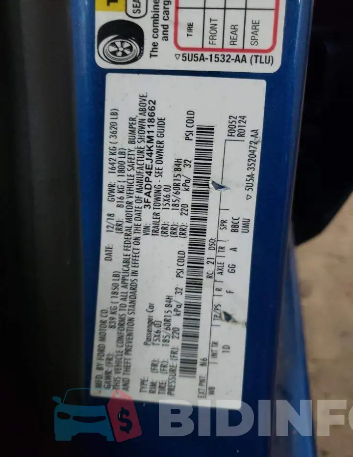 3FADP4EJ4KM118662 Photo# 12