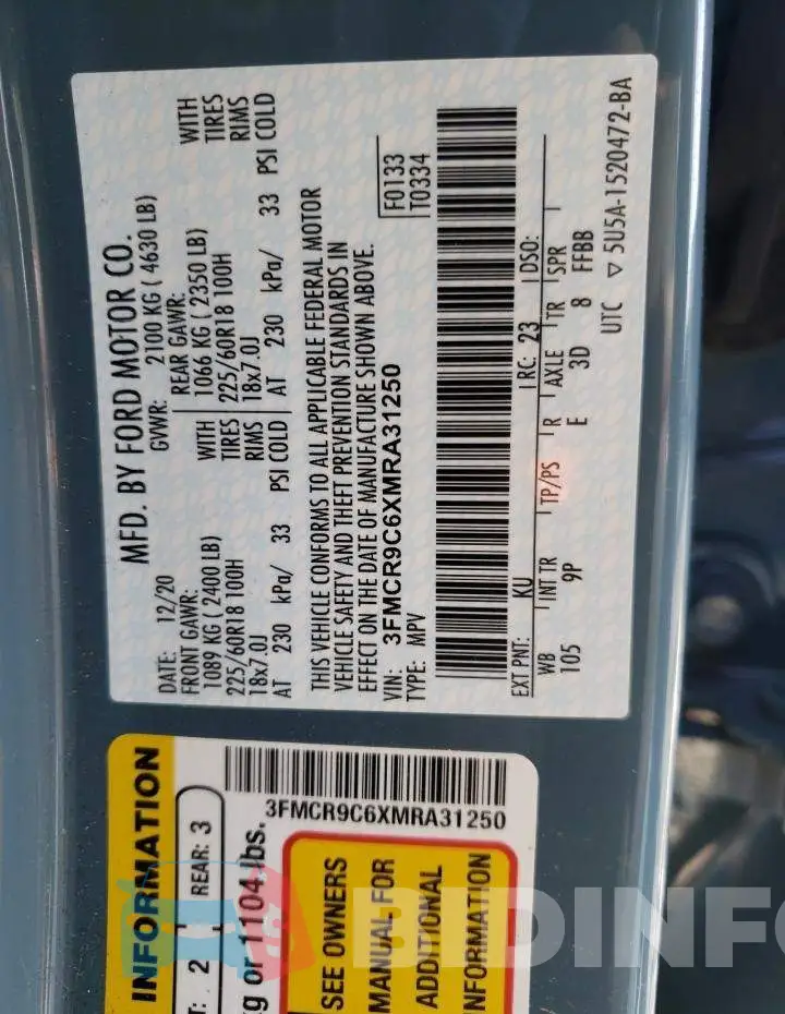 3FMCR9C6XMRA31250 Photo# 14