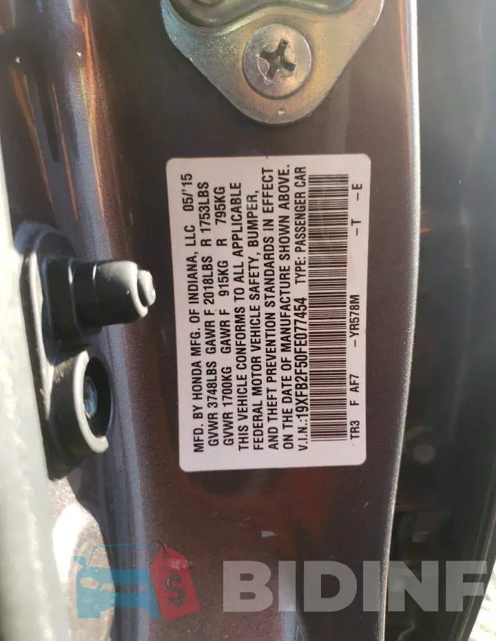 19XFB2F50FE077454 Photo# 10