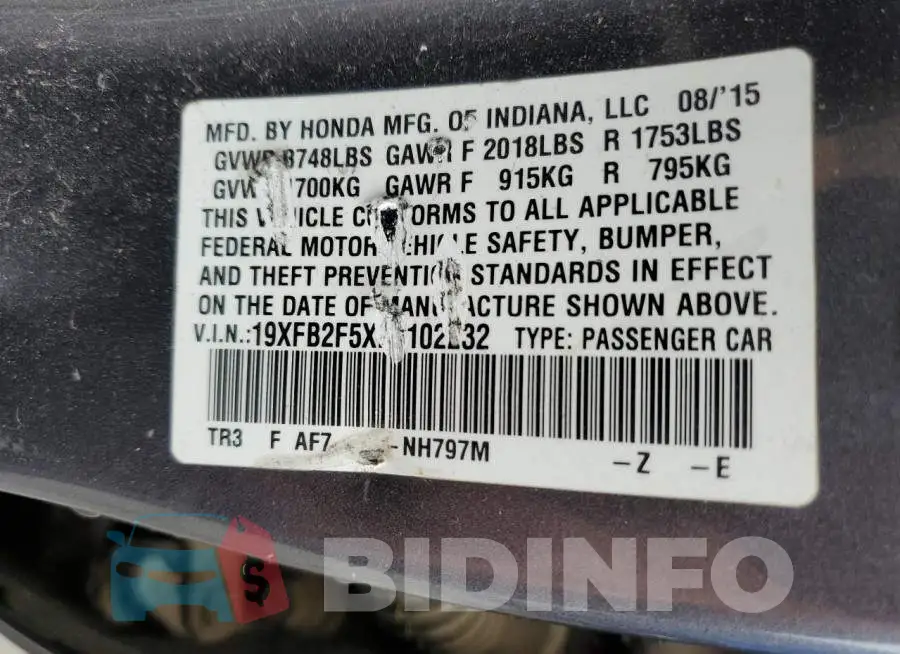 19XFB2F5XFE102232 Photo# 12
