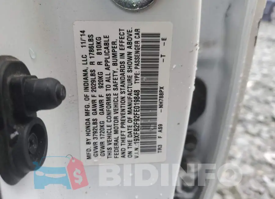 19XFB2F92FE019848 Photo# 12