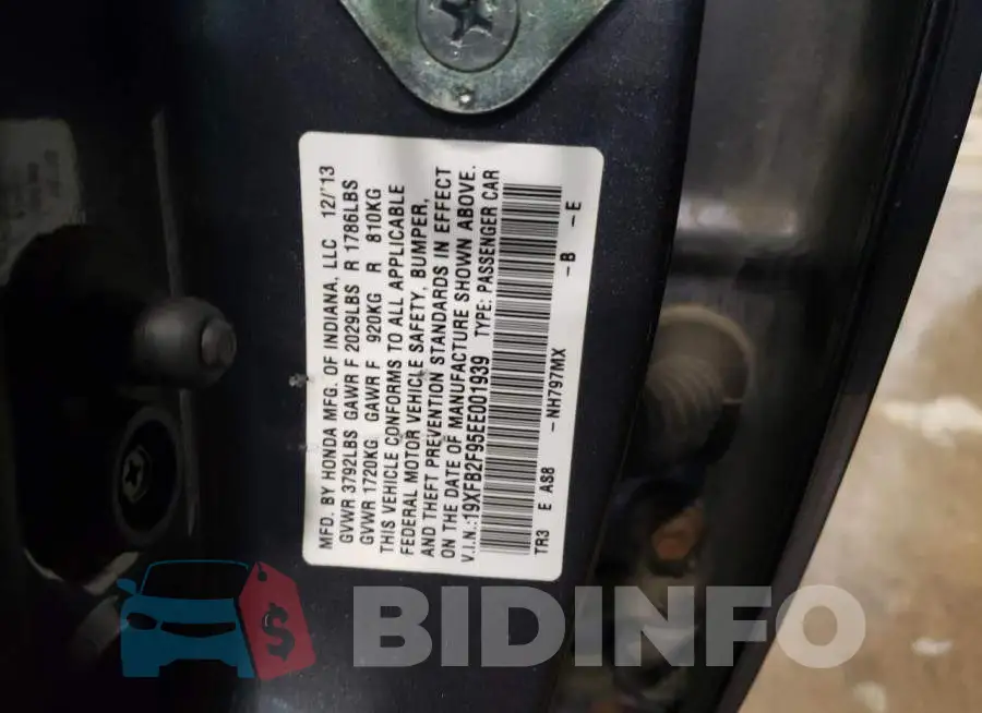 19XFB2F95EE001939 Photo# 12