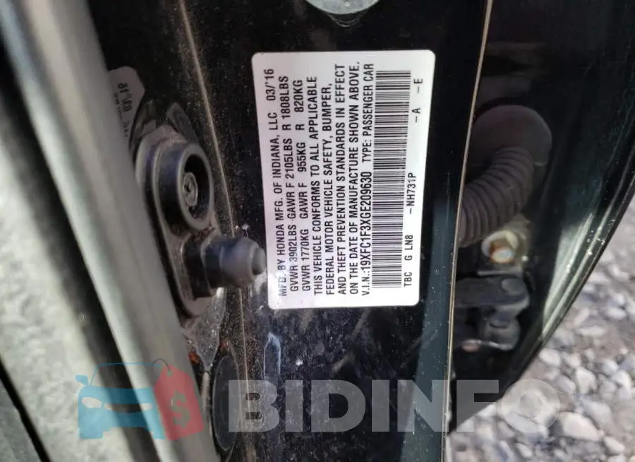 19XFC1F3XGE209630 Photo# 12
