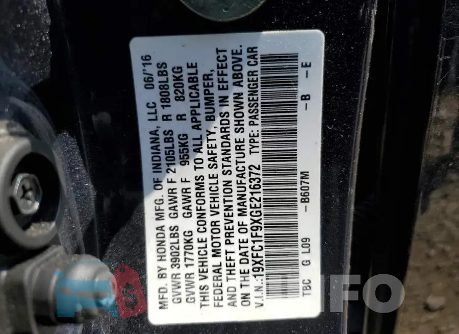 19XFC1F9XGE216372 Photo# 12