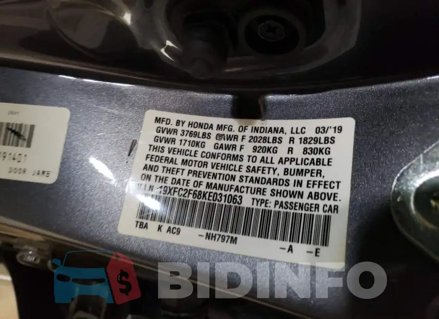 19XFC2F68KE031063 Photo# 13