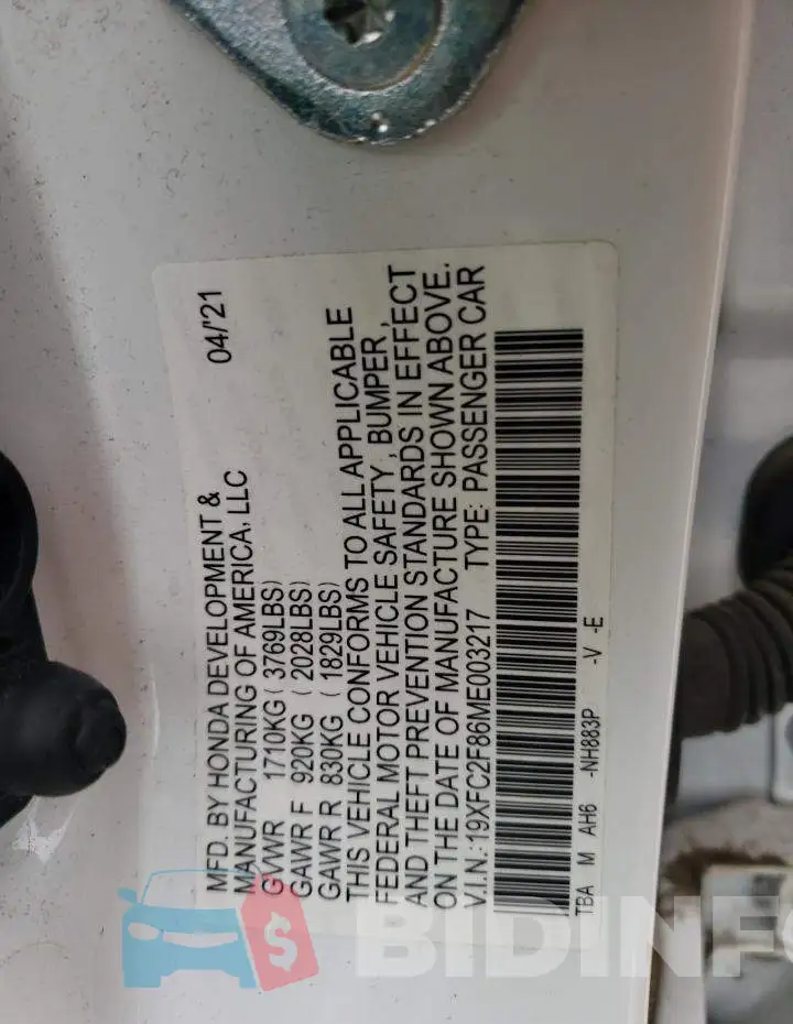 19XFC2F86ME003217 Photo# 12