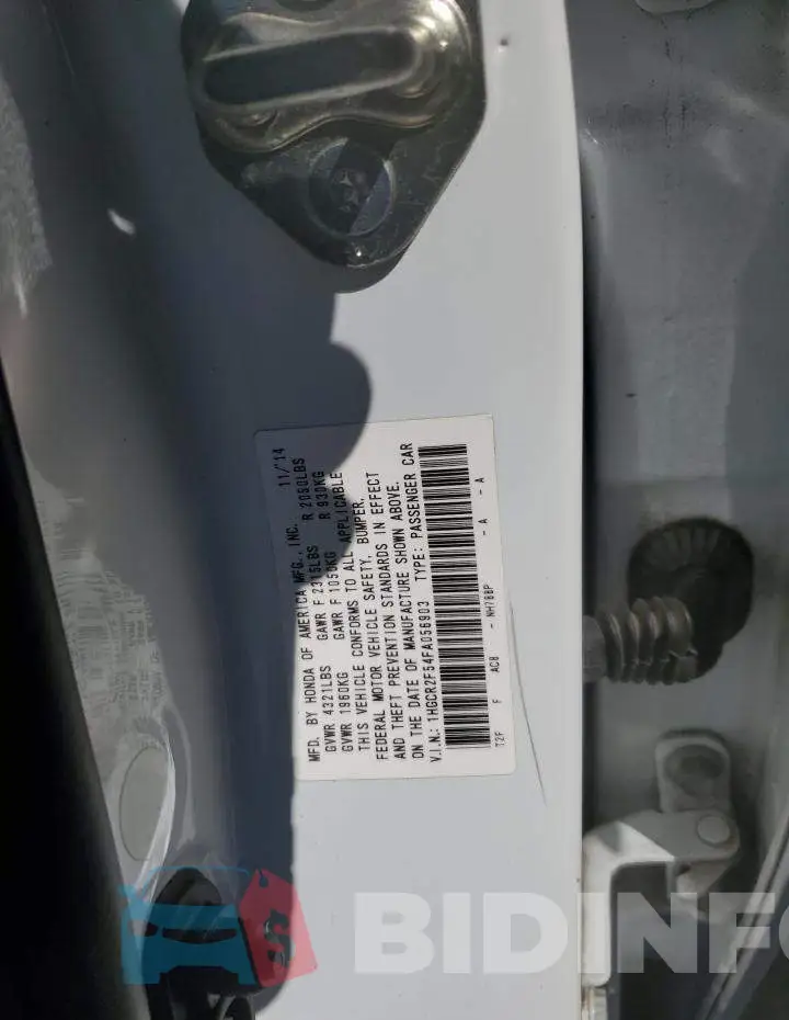 1HGCR2F54FA056903 Photo# 12