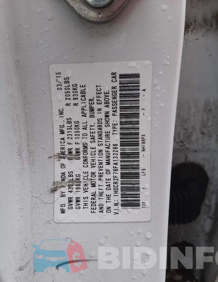 1HGCR2F76FA133286 Photo# 12