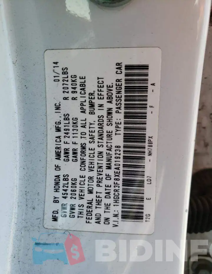 1HGCR3F8XEA019238 Photo# 13
