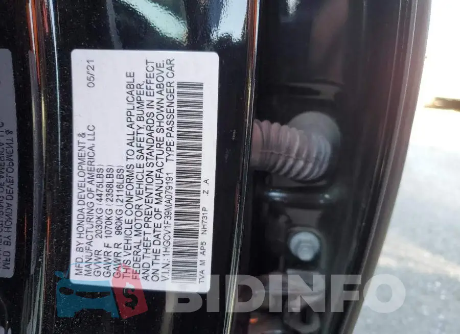 1HGCV1F39MA079191 Photo# 13