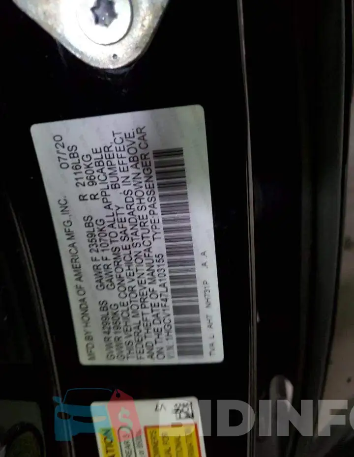 1HGCV1F47LA103155 Photo# 12