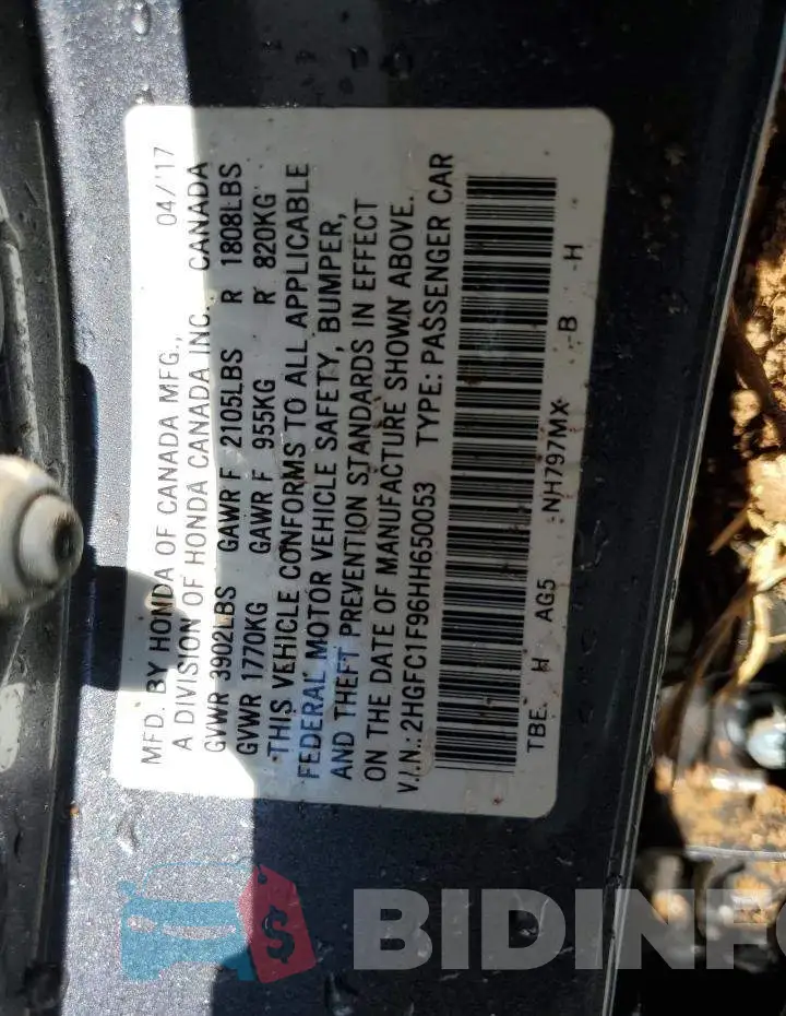 2HGFC1F96HH650053 Photo# 12