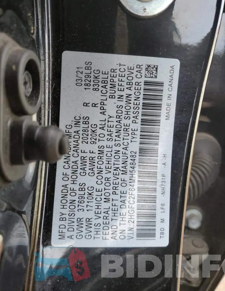 2HGFC2F64MH548482 Photo# 12
