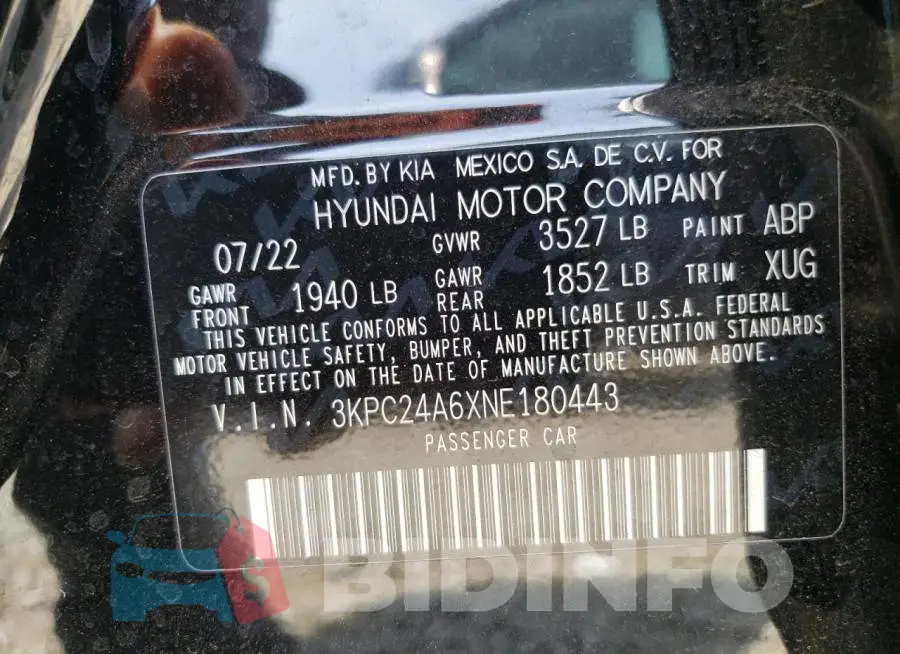 3KPC24A6XNE180443 Photo# 12
