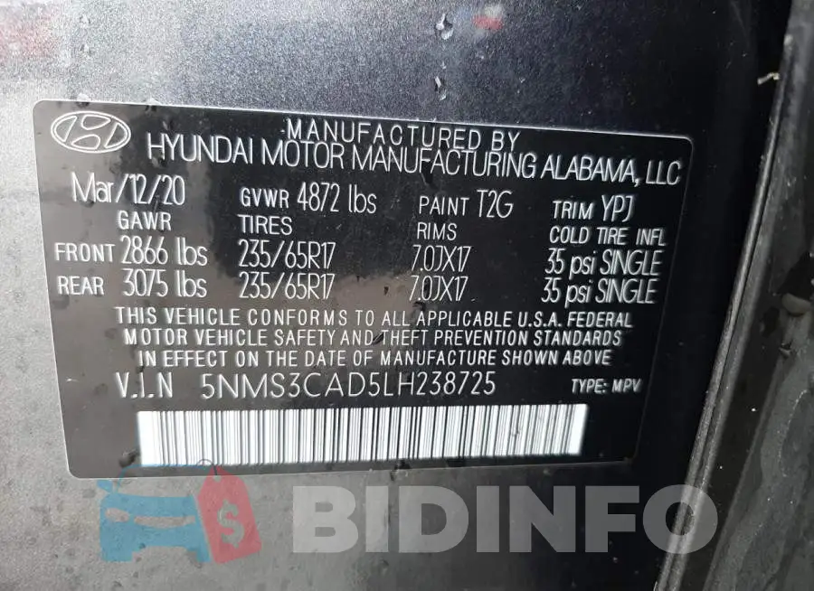 5NMS3CAD5LH238725 Photo# 13