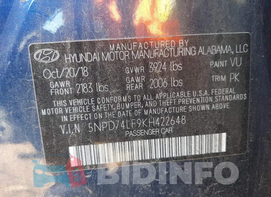 5NPD74LF9KH422648 Photo# 13