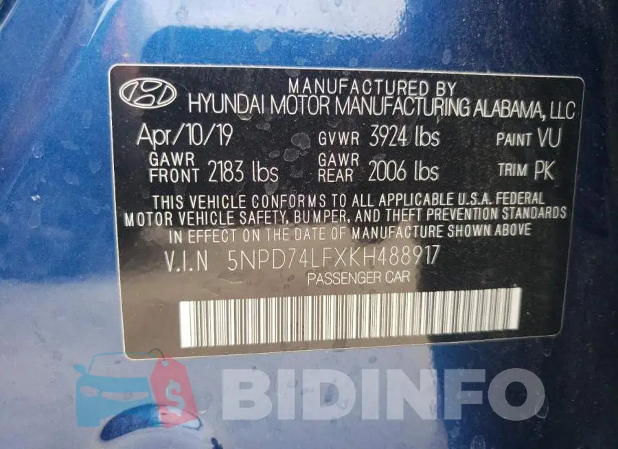5NPD74LFXKH488917 Photo# 12