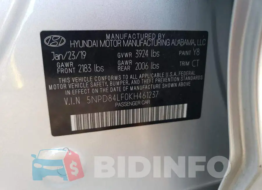 5NPD84LF0KH461237 Photo# 12