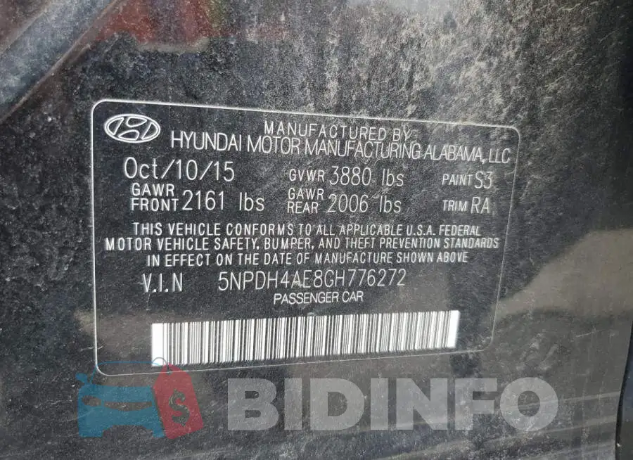 5NPDH4AE8GH776272 Photo# 12