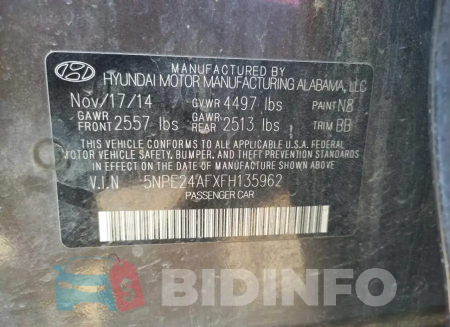 5NPE24AFXFH135962 Photo# 12