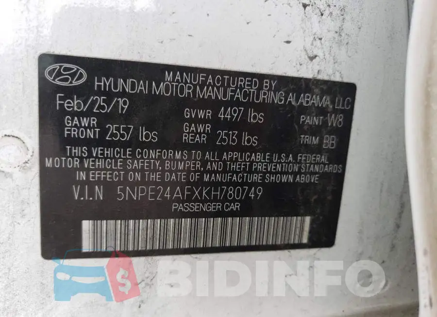 5NPE24AFXKH780749 Photo# 12
