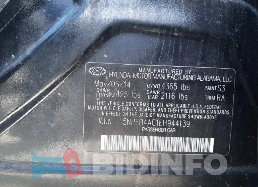 5NPEB4AC1EH944139 Photo# 12