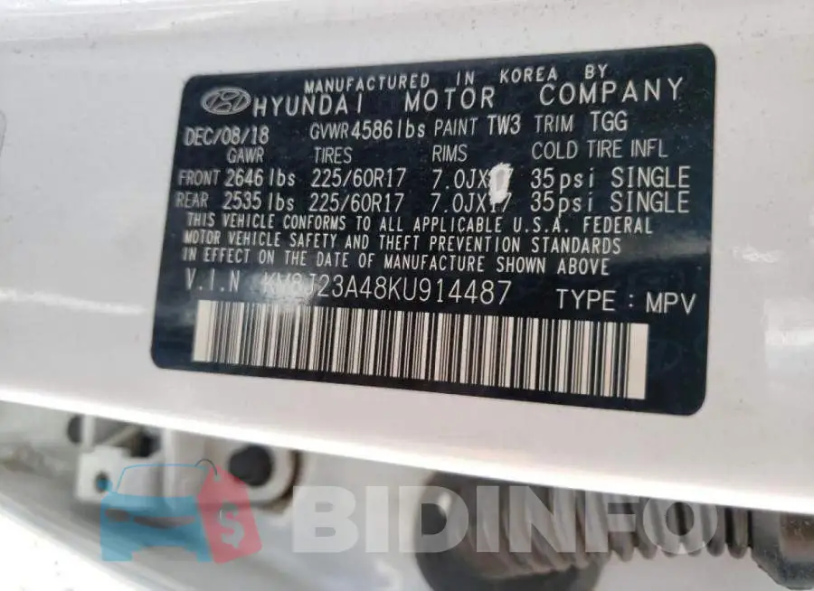 KM8J23A48KU914487 Photo# 10