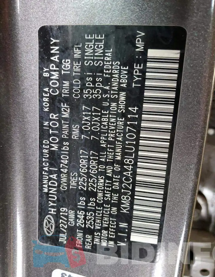KM8J2CA48LU107114 Photo# 13