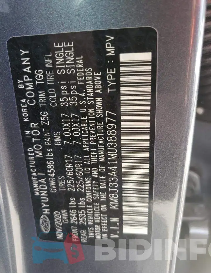 KM8J33A41MU388977 Photo# 13