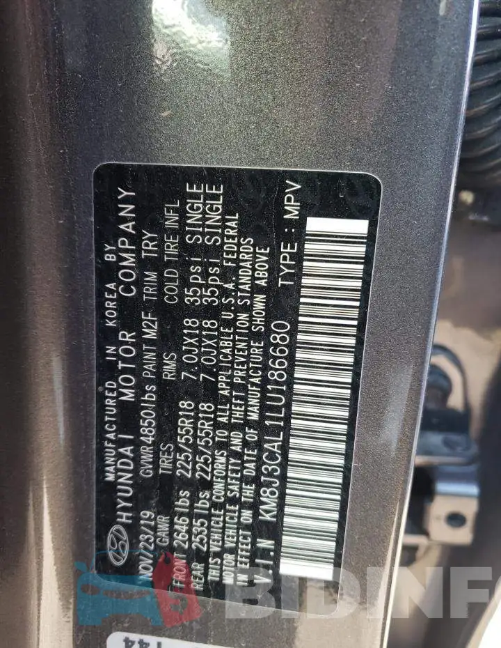 KM8J3CAL1LU186680 Photo# 13