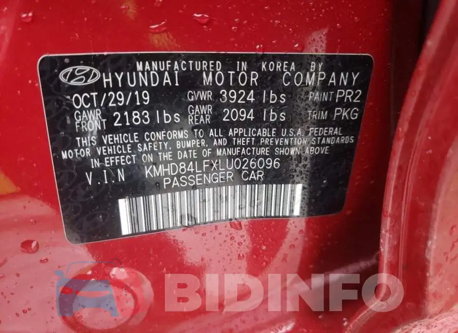 KMHD84LFXLU026096 Photo# 13