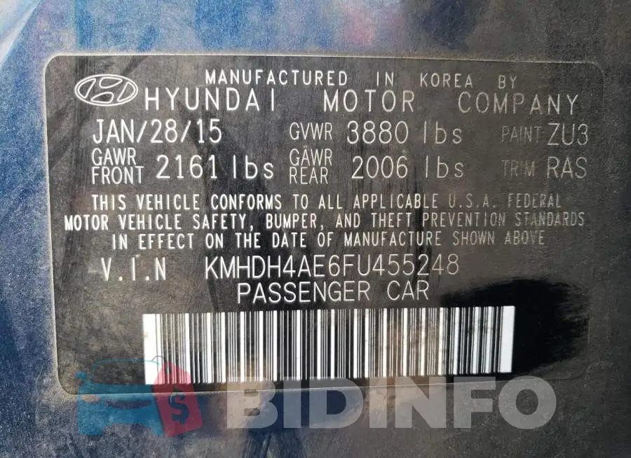 KMHDH4AE6FU455248 Photo# 12