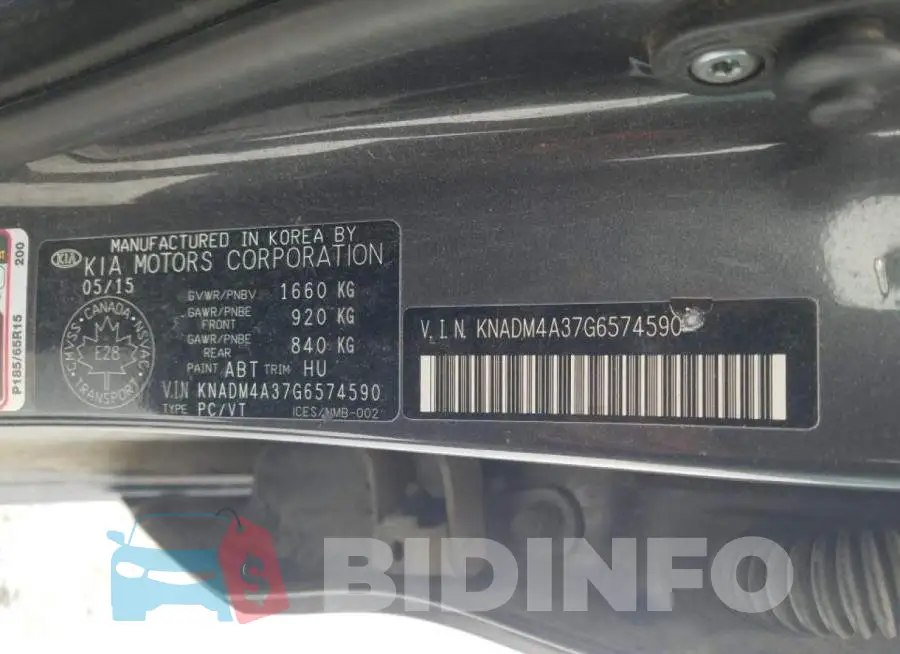 KNADM4A37G6574590 Photo# 12