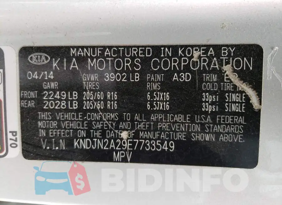 KNDJN2A29E7733549 Photo# 13