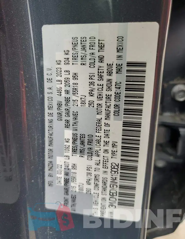 3MVDMBDY5NM419062 Photo# 13