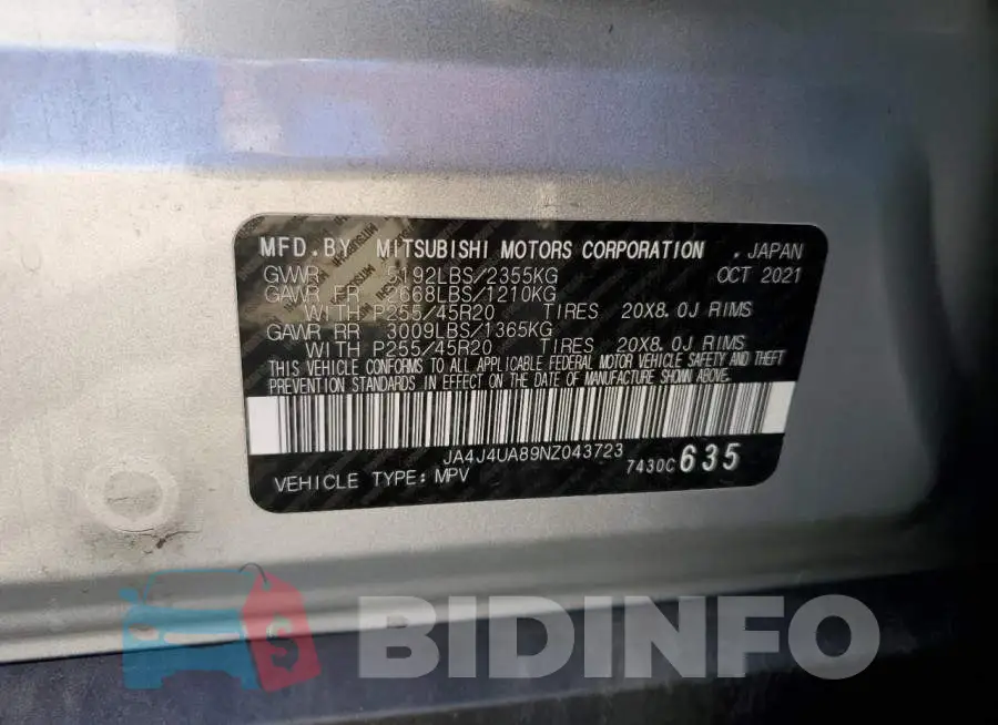 JA4J4UA89NZ043723 Photo# 14