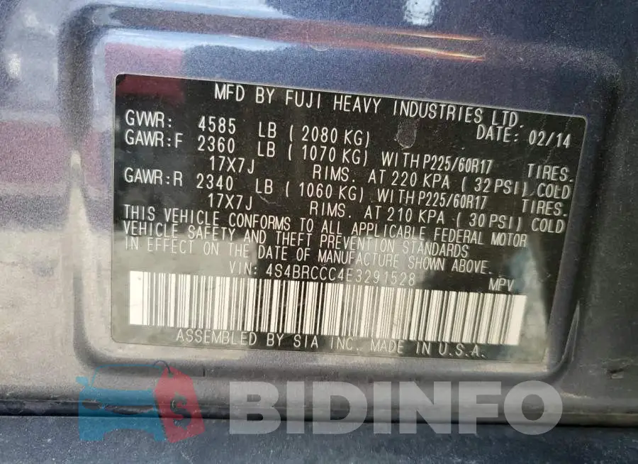 4S4BRCCC4E3291528 Photo# 13