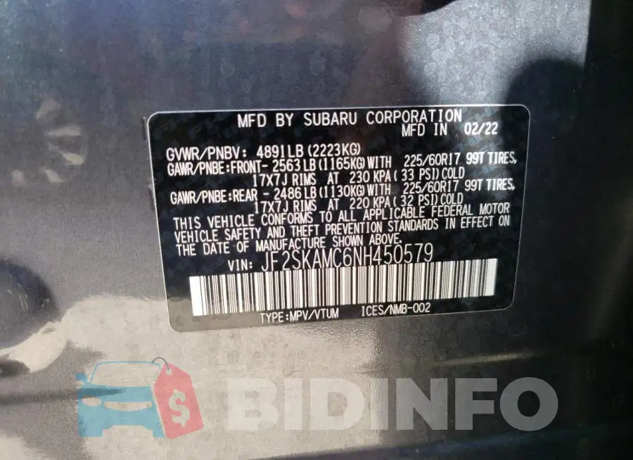 JF2SKAMC6NH450579 Photo# 13