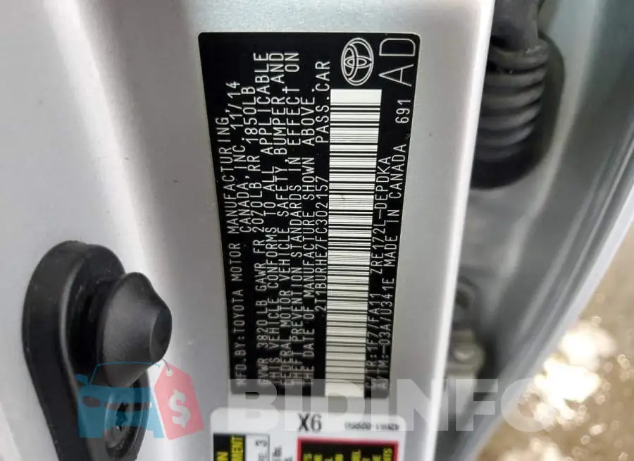 2T1BURHE7FC302157 Photo# 12