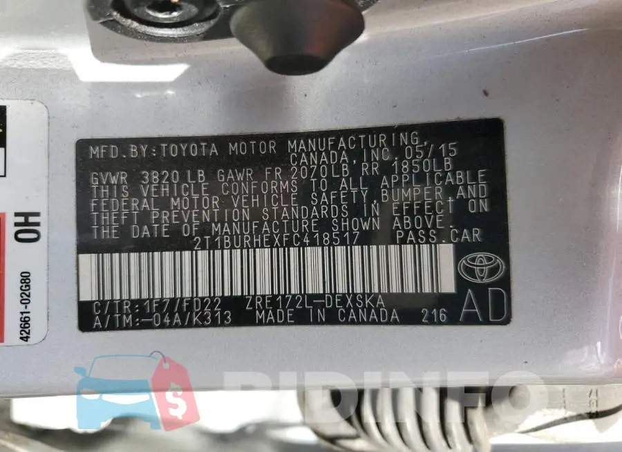 2T1BURHEXFC418517 Photo# 13