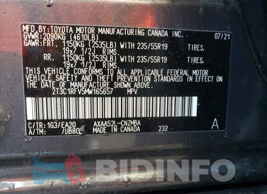2T3C1RFV5MW165657 Photo# 13