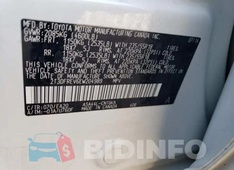 2T3DFREV6EW204989 Photo# 12