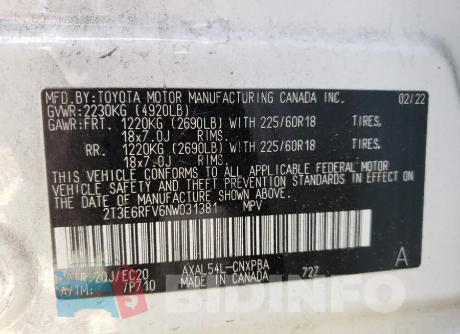 2T3E6RFV6NW031381 Photo# 13