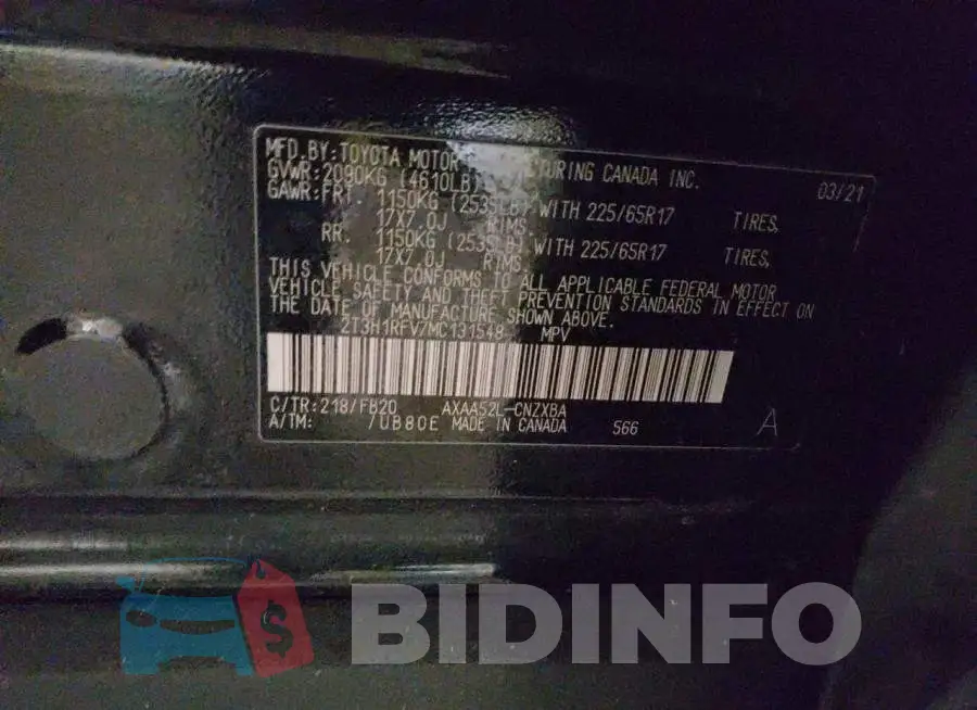2T3H1RFV7MC131548 Photo# 14