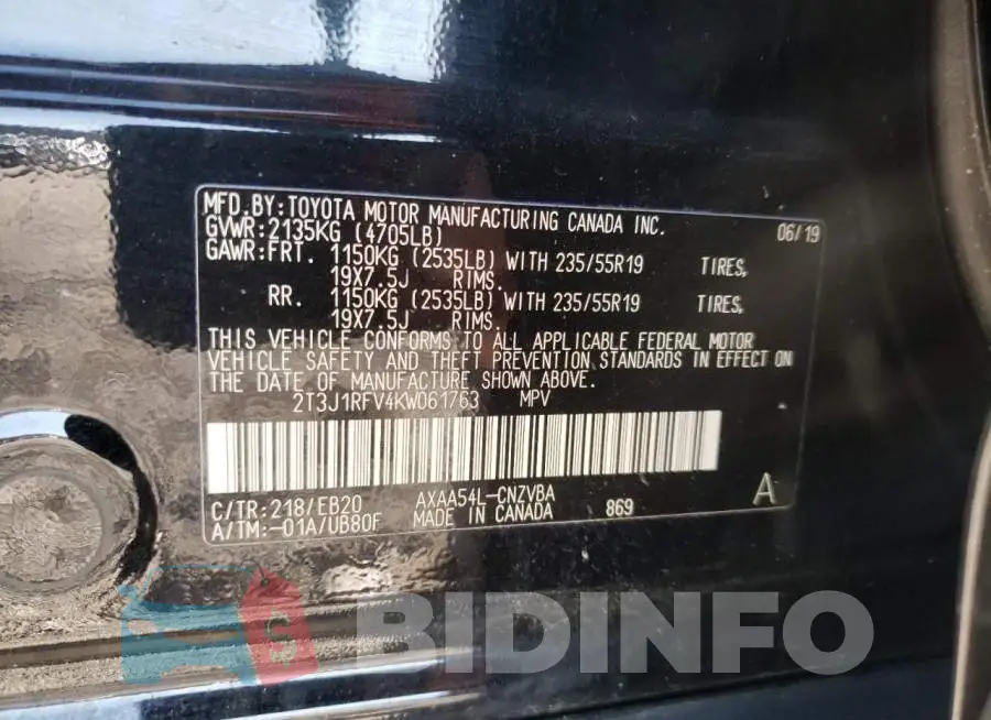 2T3J1RFV4KW061763 Photo# 13